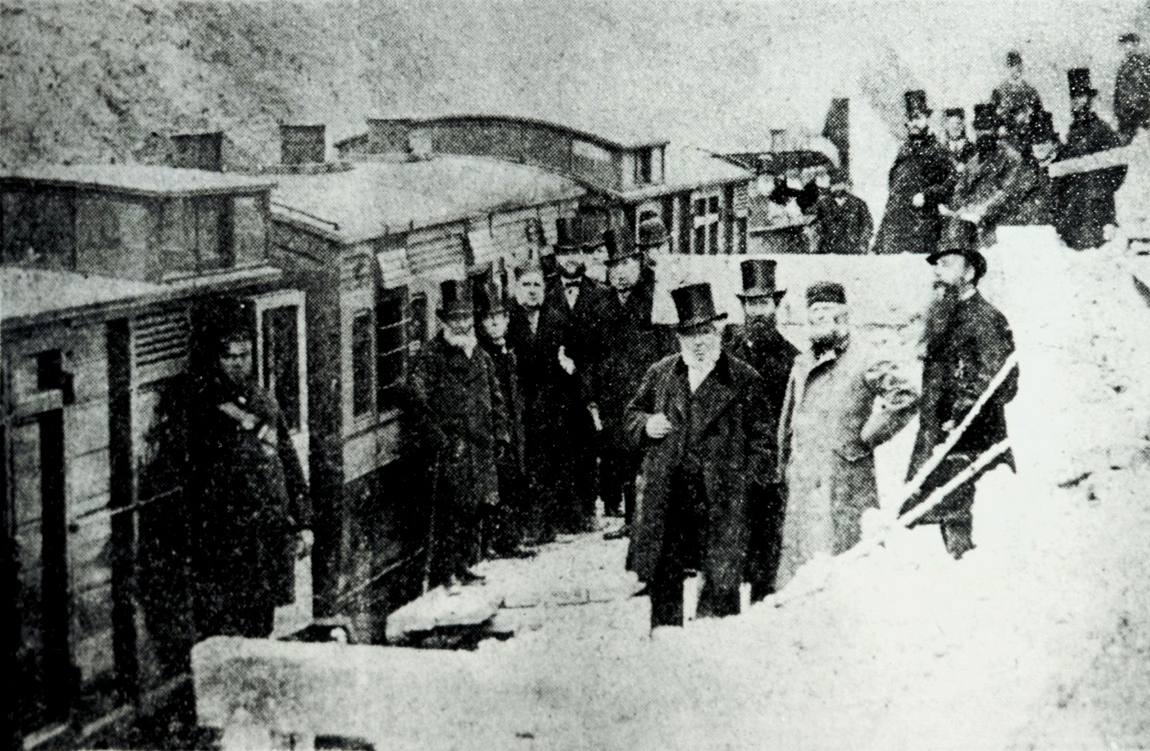 A visibly-uncomfortable Dickens (bottom right) returned to Staplehurst Station following the 1861 accident.