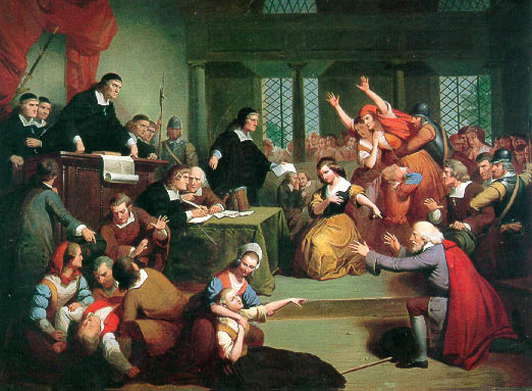 Thompkin H. Matteson's 1855 painting of the 'Trial of George Jacobs, August 5, 1692'. (Peabody Essex Museum)