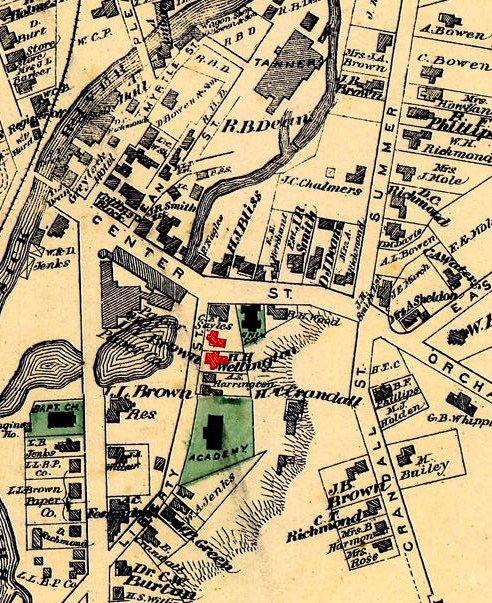 The 1876 Berkshirt County Atlas map of South Adams clearly shows both buildings (highlighted in red) at their current location.