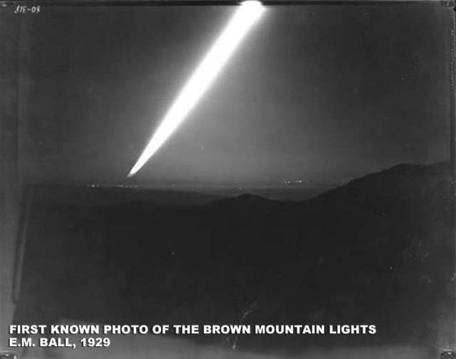 The first known photo of the Brown Mountain Lights